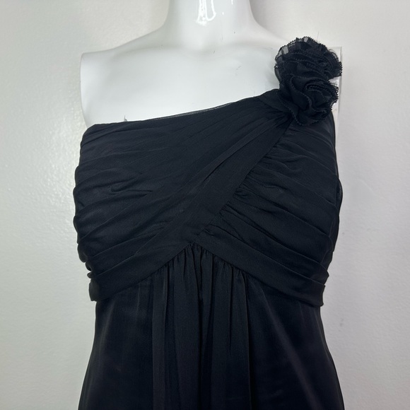 NWT Belsoie One Shoulder Floral Black Formal Evening Dress Sz 12 - Picture 3 of 11